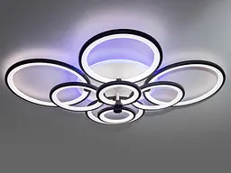 Світлодіодна люстра з пультом, диммером, підсвіткою, 175W, чорна - мініатюра 2