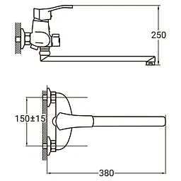Змішувач для ванни AQUATICA HM-2C231C 9736220 - мініатюра 3