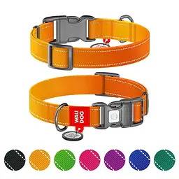 Нашийник для собак нейлоновий Waudog Nylon Mono з QR паспортом світловідбивний L помаранчевий - мініатюра 2