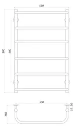 Водяна рушникосушка Unio LS W 800-500-6 Драбинка Скоба, Хром - мініатюра 4