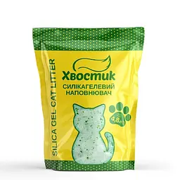 Наповнювач Хвостик для котів силікагель дрібний із зеленими гранулами 4.8л