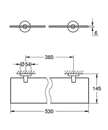 Поличка скляна Grohe QuickFix Start 530 мм 41202000, Хром - мініатюра 3