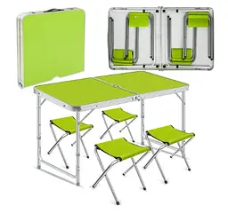 Розкладний стіл з 4 стільцями Folding Table для пікніка, риболовлі, дачі, 120х60 см Стіл-чемодан - мініатюра 5