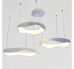 Світлодіодна люстра підвісна Artlight 2460/42+52+62WH з трьома хвилеподібними кільцями, 200W - мініатюра 4