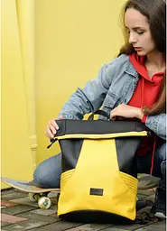 Рюкзак Sambag RollTop MQN чорний з жовтим 41 х 27 х 18 см (24320628) - мініатюра 6