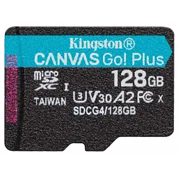 Карта пам'яті Kingston MicroSDXC 128GB UHS-I/U3 Class 10 Canvas Go! Plus R200/W200MB/s (SDCG4/128GBSP)