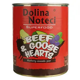 Вологий корм для собак Dolina Noteci Superfood з м'ясом яловичини та гусячим серцем 800 г - мініатюра 3