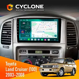 Штатна магнітола Toyota Land Cruiser (100) 2003-2008 Cyclone C10-013 4x64 DSP 4G Cyclone (НФ-00007570)