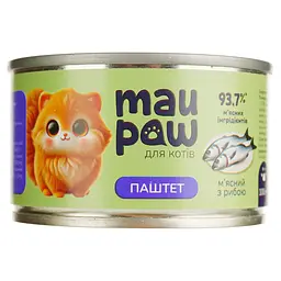 Уцінка. Повнораціонний корм для дорослих котів MAU PAW Паштет м'ясний з рибою консервований 100 г 