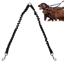 Повідець для двох собак Derby Dog Double Leash подвійний еластичний чорний - мініатюра 7