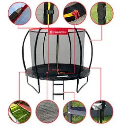Батут із внутрішньою сіткою inSPORTline Flea PRO 244 см чорний (23878) - мініатюра 2