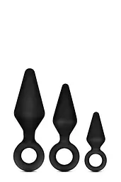 Набор анальных пробок Luxe Night Rimmer Kit, черный, 3 шт.