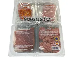 Набір м'ясних делікатесів Magusto Chorizo Salchichon Jamon Serrano Fuet нарізаний 160 г (4 × 40 г) (8412954025183)