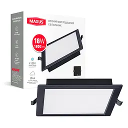 Врізний світлодіодний світильник 1-RDL-1841-IPS-BL MAXUS RDL 18W 4100K IP44 Square Black