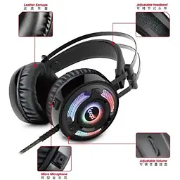 Ігрові геймерські навушники IPega Gaming PG-R008 з мікрофоном і RGB подсвіткою чорні - мініатюра 5