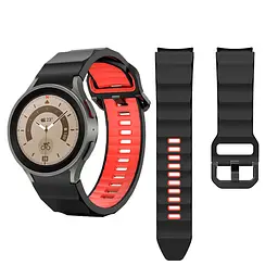 Браслет Ribbed Samsung Galaxy Watch 6 Classic 43mm 6 Classic 47mm - чорно-червоний ширина кріплення 20мм силікон Watchbands (W11-4WB69462336) - мініатюра 4