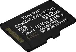 Memory card microSDXC 512GB Kingston Canvas Select Plus Gen3 C10 A1, Retail - мініатюра 2