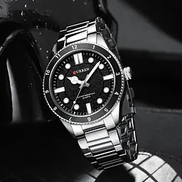 Годинник наручний чоловічий 8450 Silver-Black Curren acs0031421 - мініатюра 3