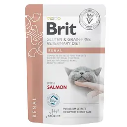 Корм вологий Brit GF VD Renal для кішок з лососем 85 г