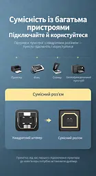 Кабель для принтера UGREEN US369 USB 2.0 USB-A - USB-B 1 м чорний (80801) - мініатюра 3