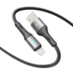 Кабель для заряджання та обміну даними Yoki YK-LE17 LED Series USB/Lightning 12W 2.4A/5V 2 m Black - мініатюра 3