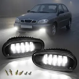 Протитуманні LED Фари для Daewoo Lanos Sens LW 50W 6000K Алюмінієвий корпус (DW-037 LED-W) - мініатюра 2