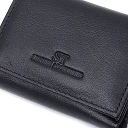 Зручний компактний гаманець з монетницею із натуральної шкіри ST Leather 22742 чорний - мініатюра 5