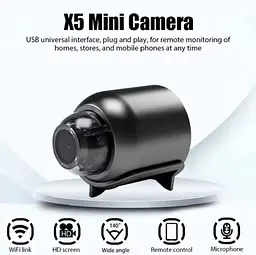 WiFi-камера X5 1080P HD - міні-камера спостереження з нічним баченням, детектором руху, широким кутом 140° - мініатюра 8