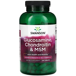 Комплекс для суглобів Swanson Glucosamine Chondroitin & MSM Higher Strength 240 таблеток