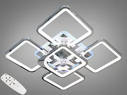 Люстра стельова LED Diasha 8060/4+1HR, 150W, 4100K, сріблястий метал, сучасний стиль для вітальні
