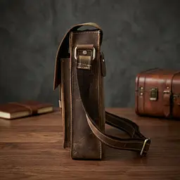 Сумка чоловіча вертикальна 14660 Vintage коричнева - мініатюра 3