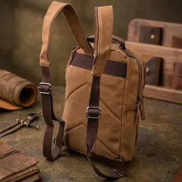 Зручний рюкзак з текстилю 21257 Vintage коричневий - мініатюра 4
