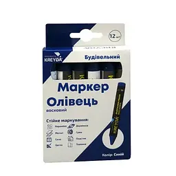 Маркер для розмітки - Універсальна крейда воскова, синій, 12шт. CW606716 - мініатюра 2
