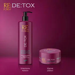 Шампунь міцелярний Re:form De:tox Очищення і детоксикація волосся 400 мл - мініатюра 9