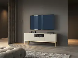 Тумба під телевізор Perfect Home Нова / Nova 2-дверна з 1 шухлядою і золотими ніжками RTV154 Кашемір (PFH-091228)