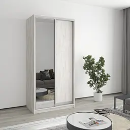 Шафа-купе дводверна MebelStar Стандарт AL ДСП/Дзеркало 100x60x210 см Аляска сірий (MBS-2450)