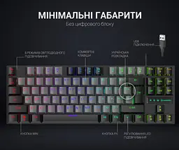 Клавіатура ігрова механічна GamePro GPMK-100 Black USB Blue Switch - мініатюра 7