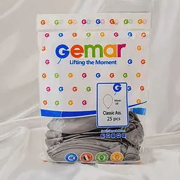 Надувні повітряні кульки Gemar 45 см (18") 25 шт наповнення повітрям або гелієм Срібний - мініатюра 2