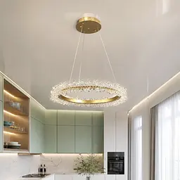 Компактна золота підвісна LED люстра-кільце Artlight 2055/400GD із прозорим декором 20W