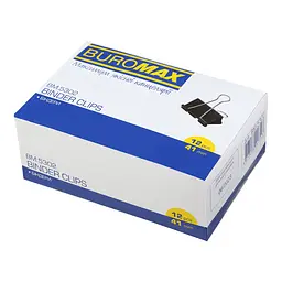 Біндер-затискач для паперу, 41 мм, чорний, BM.5302 BUROMAX  (4823078947543)