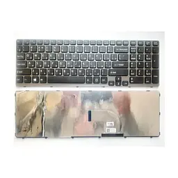 Клавіатура ноутбука Sony SVE15 (E15 Series) чорна з сірою рамкою UA (A43539)