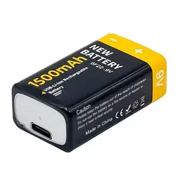 Акумулятор Крона Suyijia 9V 6f22 Li-Ion 1500мАч Type-C перезаряджається - мініатюра 4