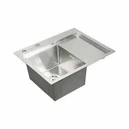 Кухонна мийка Platinum Handmade 580x480x220 L нержавійка (товщина 3.0/1.5 мм корзина та дозатор в комплекті) - мініатюра 3