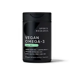 Омега 3 Sports Research Vegan Omega-3 1400 mg, 60 капсул з концентрату рослинної водоростевої олії