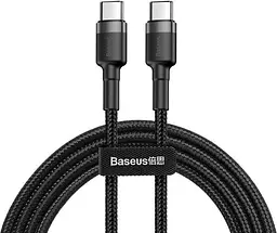 Кабель Baseus Cafule Type-C to Type-C PD2.0 60W (20V 3A) 1m grey black (CATKLF-GG1)
