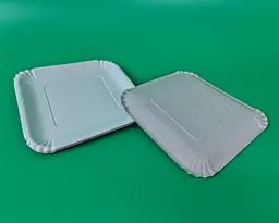 Паперові одноразові тарілки білі 21×21 см квадратні для їжі, десертів, кейтерингу, фастфуду 100 штук - мініатюра 4