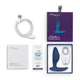 We-Vibe Ditto + Лубрикант 50 мл - смарт-пробка з дистанційним управлінням, 8.8х3,1 см, синій - мініатюра 6