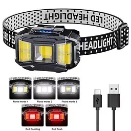 Акумуляторний налобний ліхтар Headlight HC-618S 5 режимів роботи сенсорне управління Пластик IPX6 Чорний - мініатюра 8