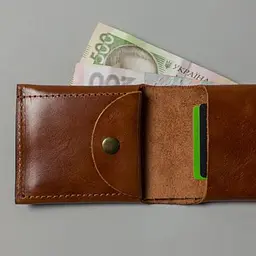 Шкіряний гаманець Mini з монетницею світло-коричневий - мініатюра 3
