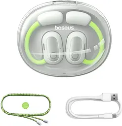 Навушники Baseus Eli Sport 1 Open-Ear TWS Earbuds, IPX4, BT5.3, 65mAh, 600mAh, 7.5h, Green A00064400641-00 - мініатюра 6